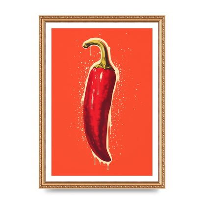 Fiery Chili Pepper Minimalist Risograph