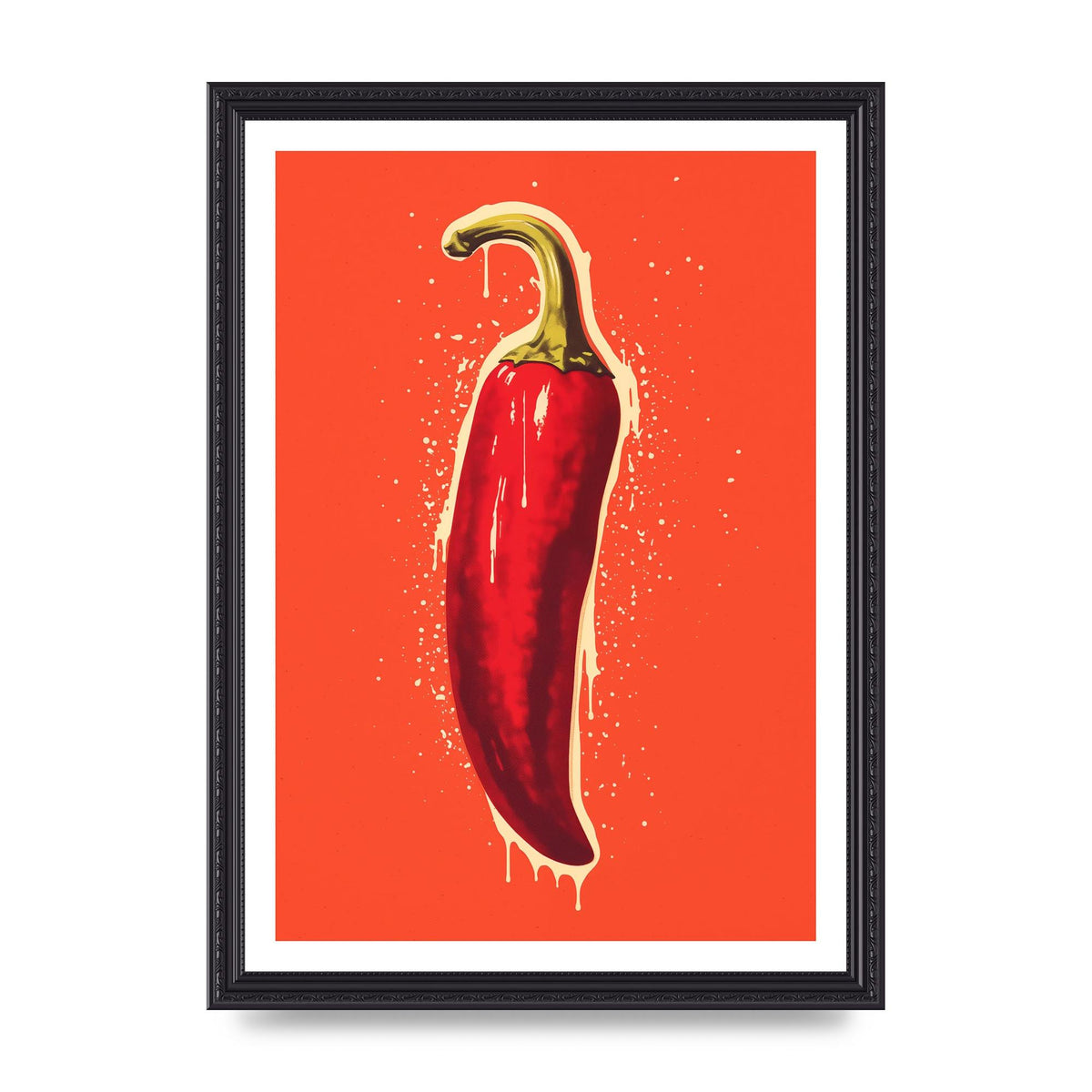 Fiery Chili Pepper Minimalist Risograph