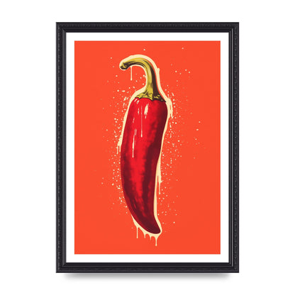 Fiery Chili Pepper Minimalist Risograph