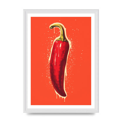 Fiery Chili Pepper Minimalist Risograph
