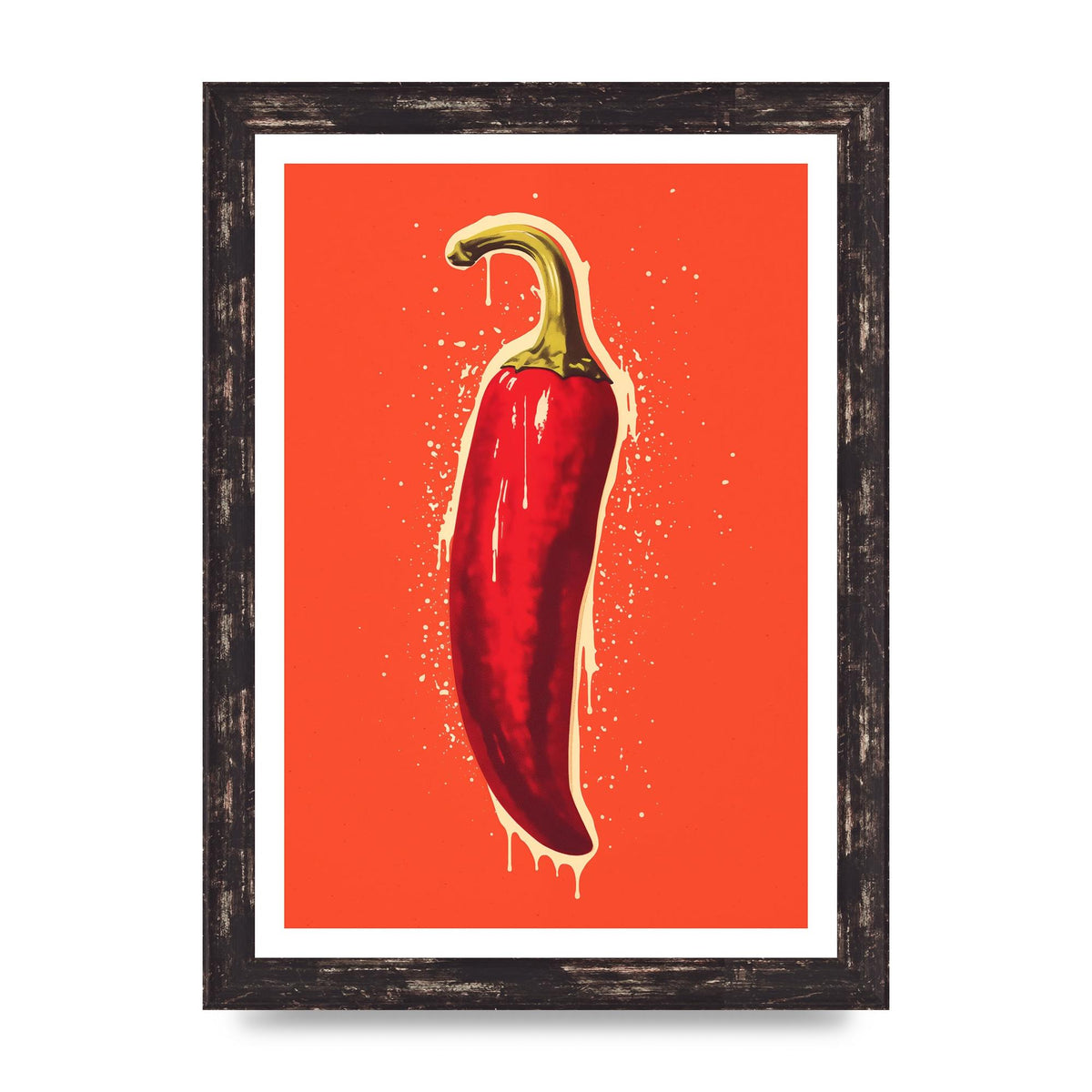 Fiery Chili Pepper Minimalist Risograph