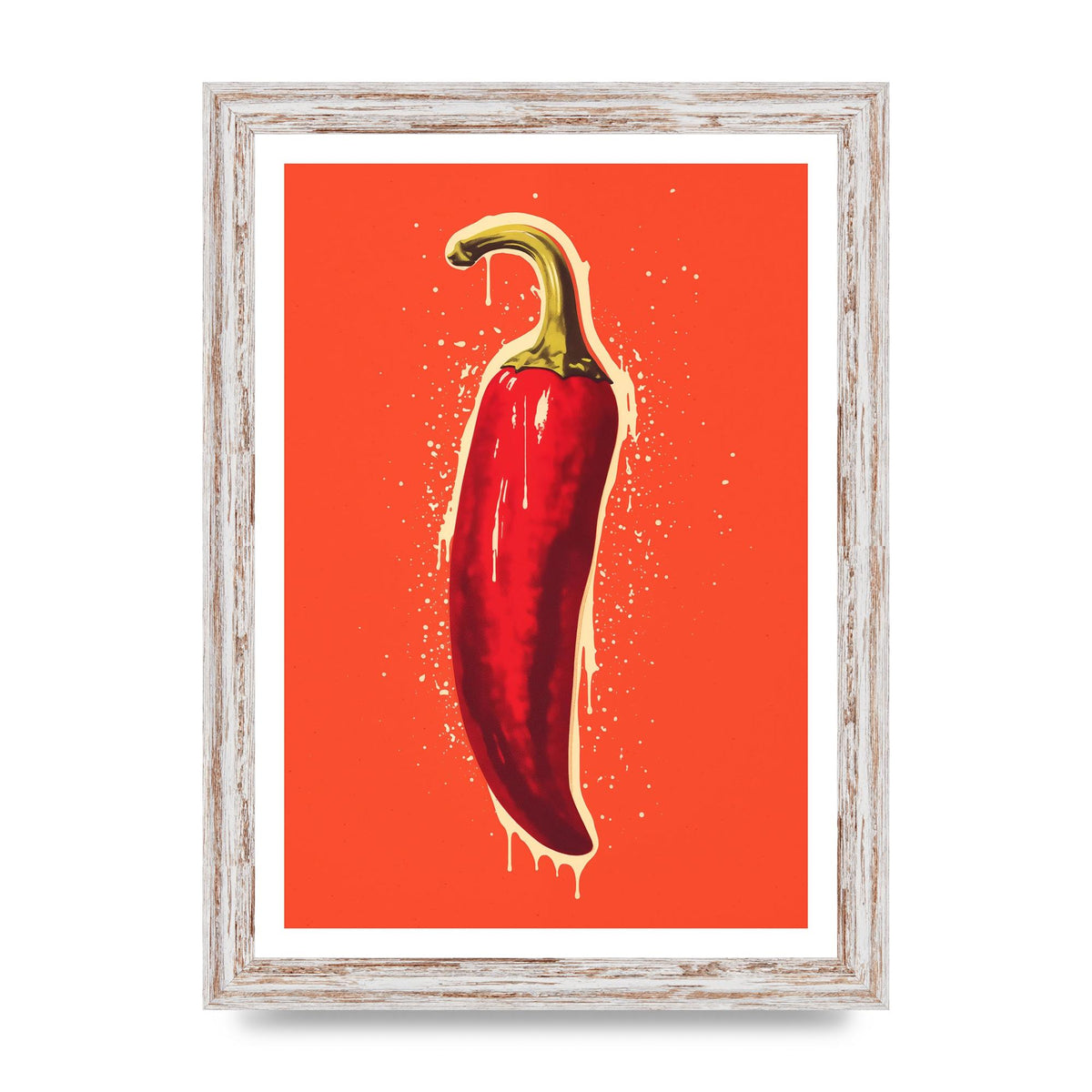Fiery Chili Pepper Minimalist Risograph