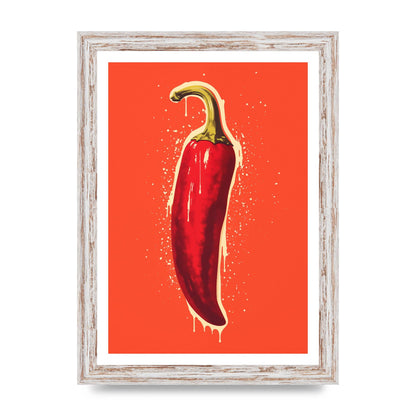 Fiery Chili Pepper Minimalist Risograph