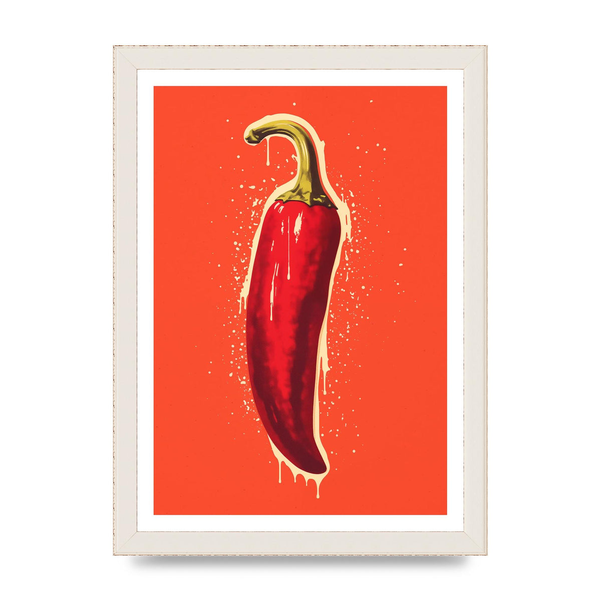 Fiery Chili Pepper Minimalist Risograph