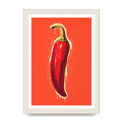 Fiery Chili Pepper Minimalist Risograph