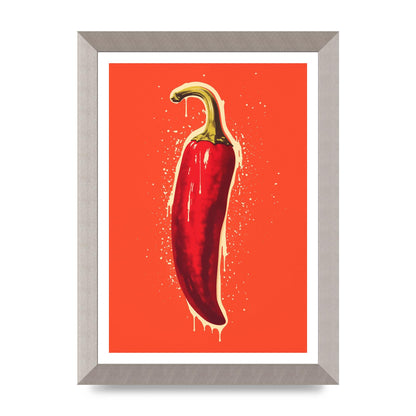 Fiery Chili Pepper Minimalist Risograph
