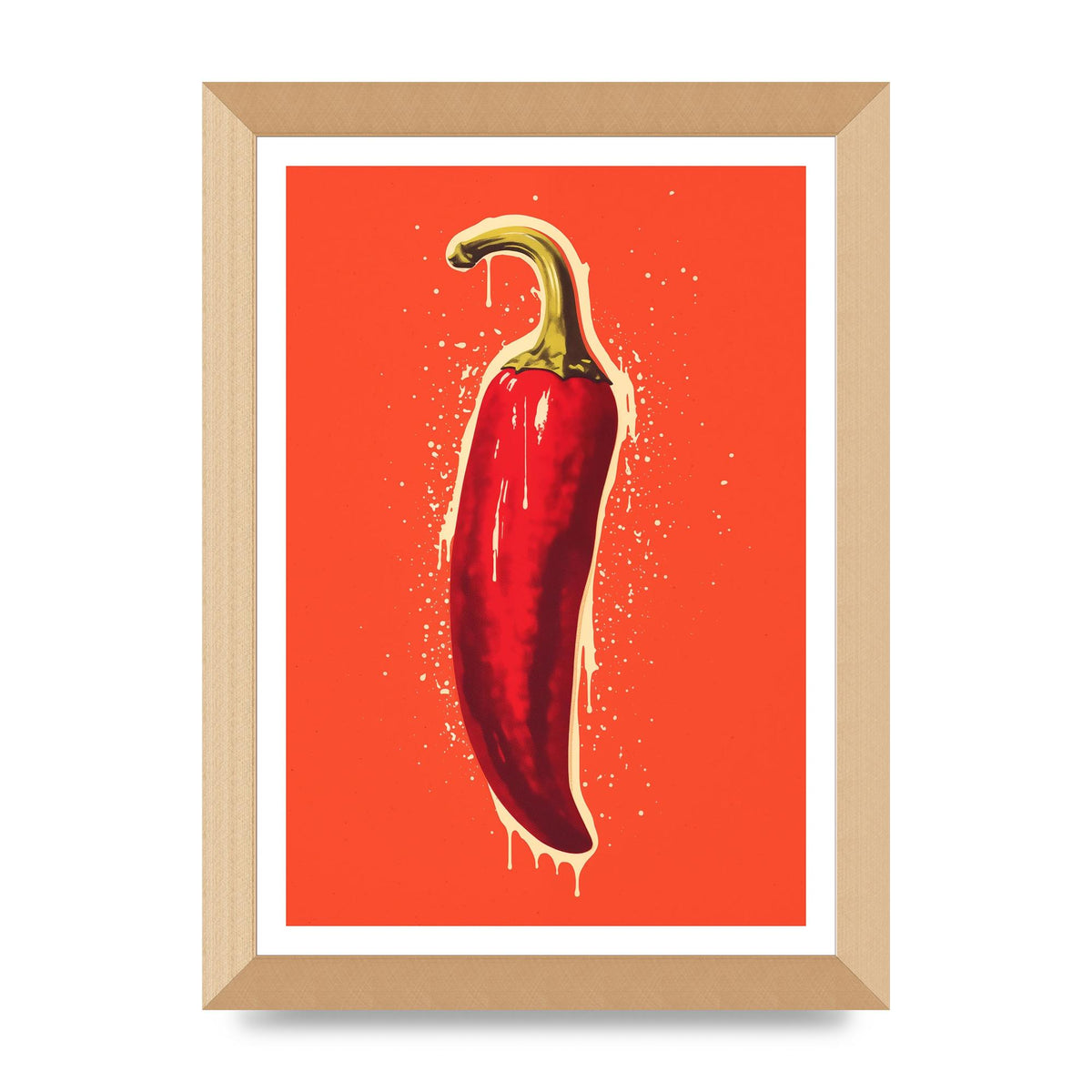 Fiery Chili Pepper Minimalist Risograph