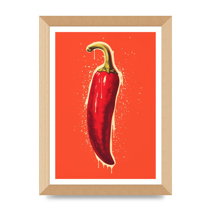 Fiery Chili Pepper Minimalist Risograph