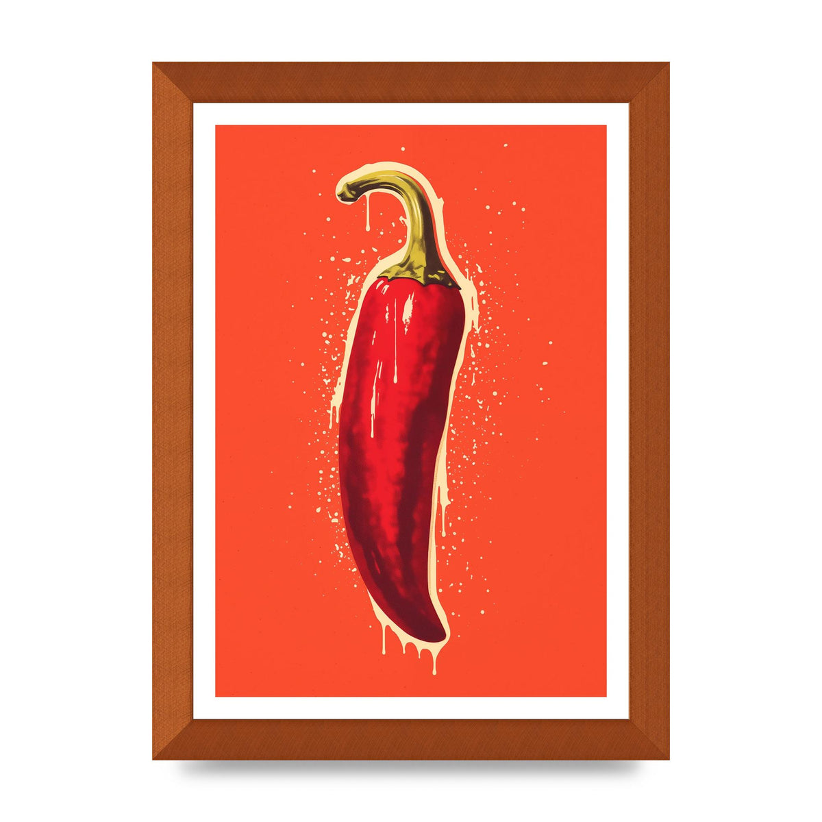 Fiery Chili Pepper Minimalist Risograph
