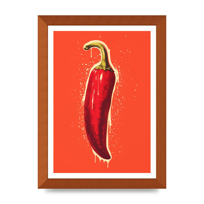 Fiery Chili Pepper Minimalist Risograph