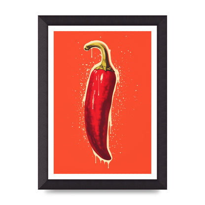 Fiery Chili Pepper Minimalist Risograph