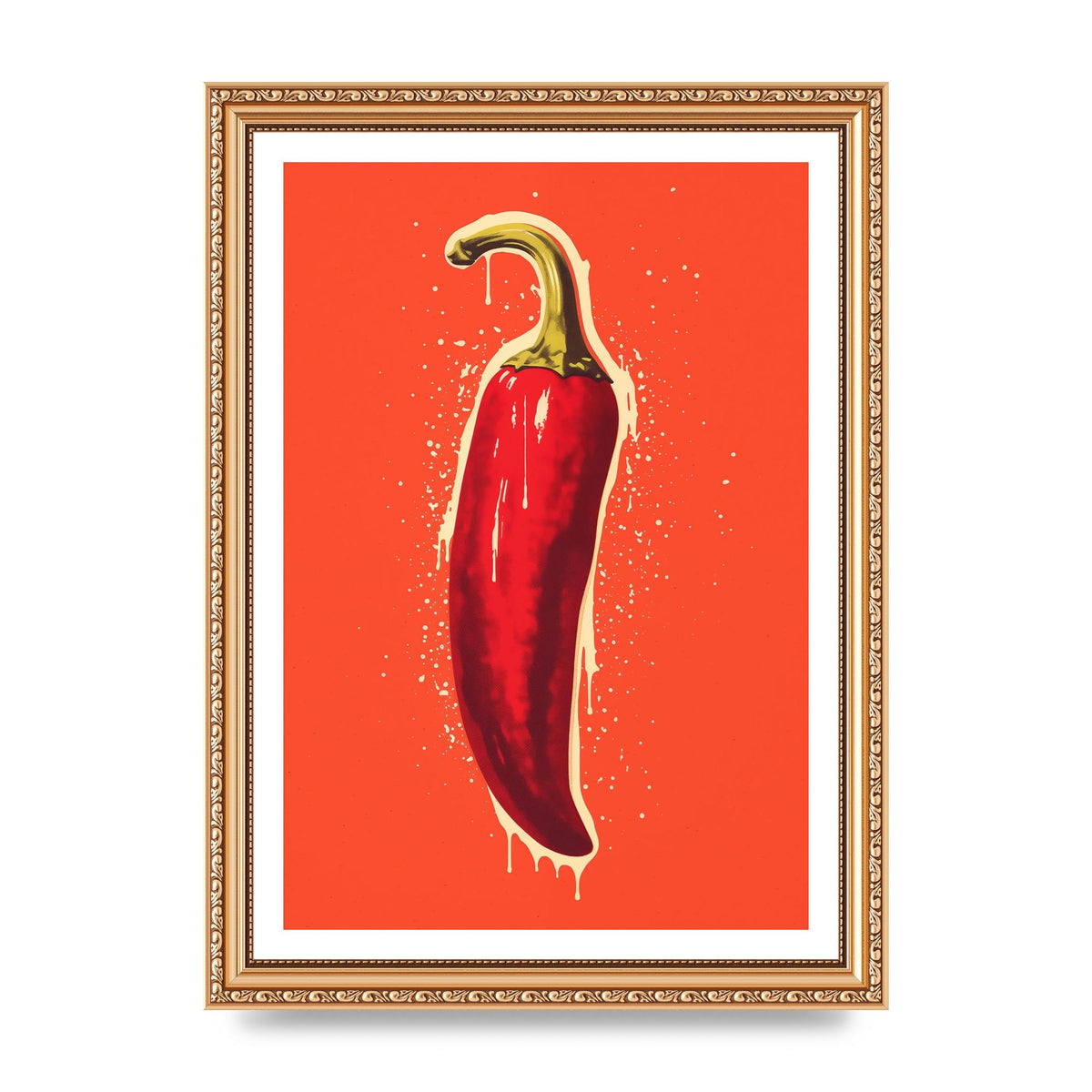 Fiery Chili Pepper Minimalist Risograph