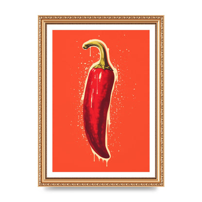 Fiery Chili Pepper Minimalist Risograph