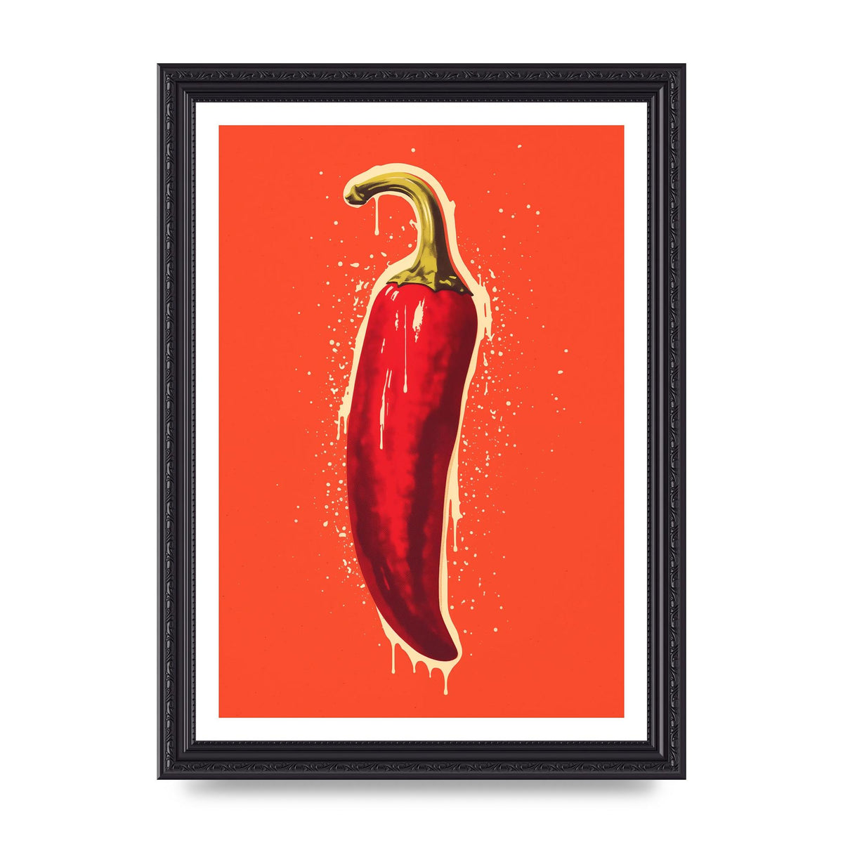 Fiery Chili Pepper Minimalist Risograph