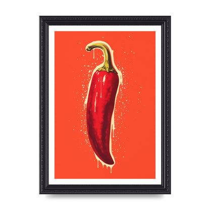 Fiery Chili Pepper Minimalist Risograph