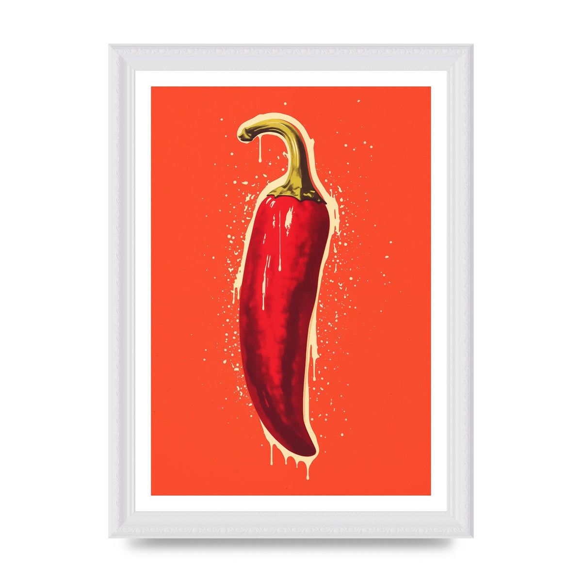 Fiery Chili Pepper Minimalist Risograph