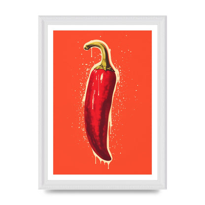 Fiery Chili Pepper Minimalist Risograph