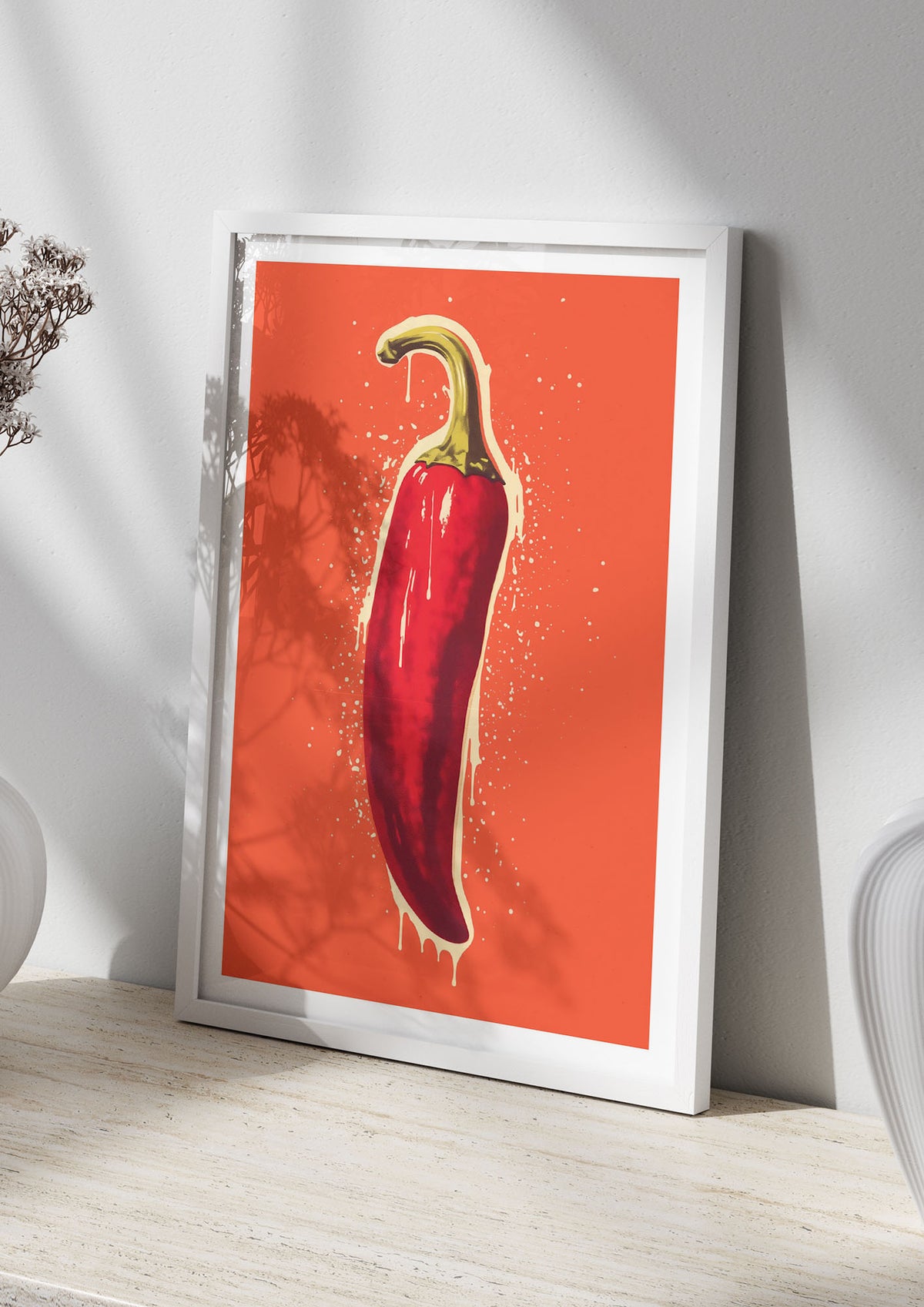 Fiery Chili Pepper Minimalist Risograph