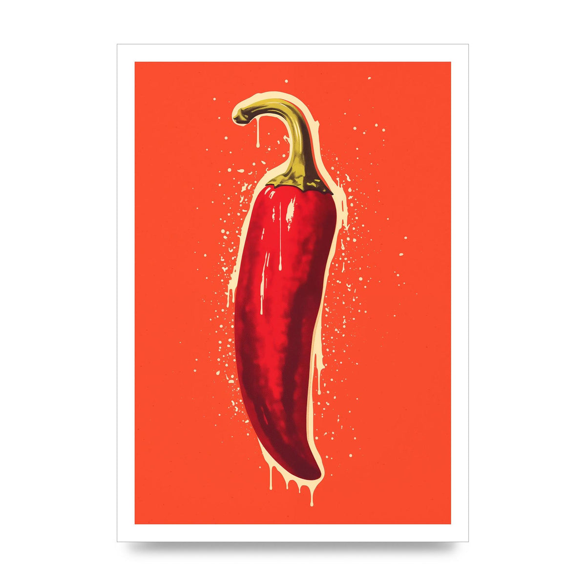Fiery Chili Pepper Minimalist Risograph