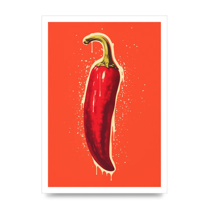 Fiery Chili Pepper Minimalist Risograph