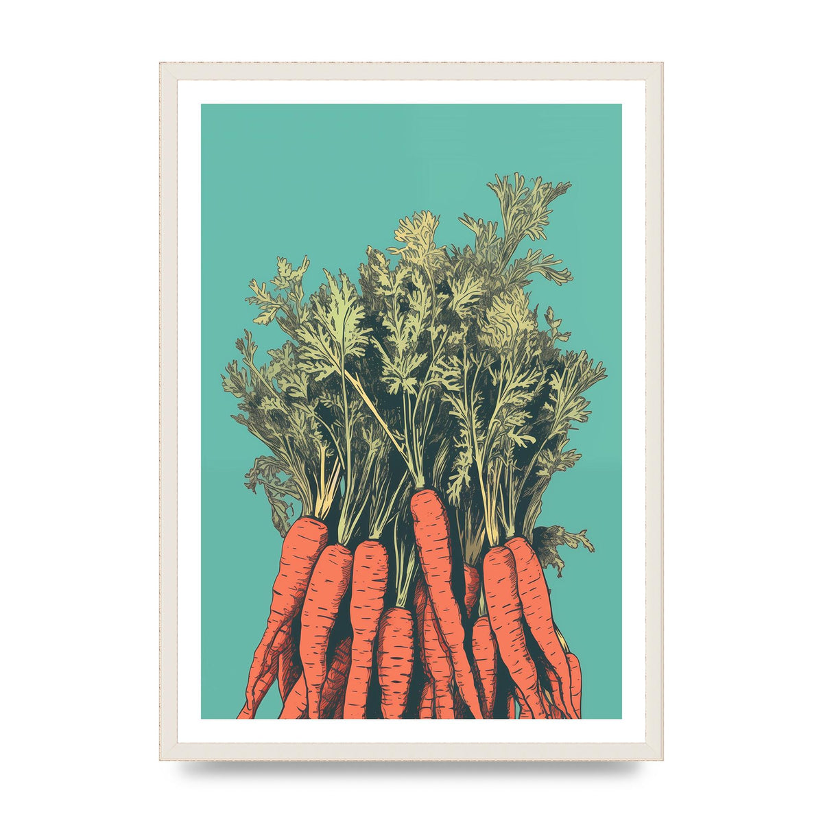 Carrot Silhouettes Minimalist Risograph