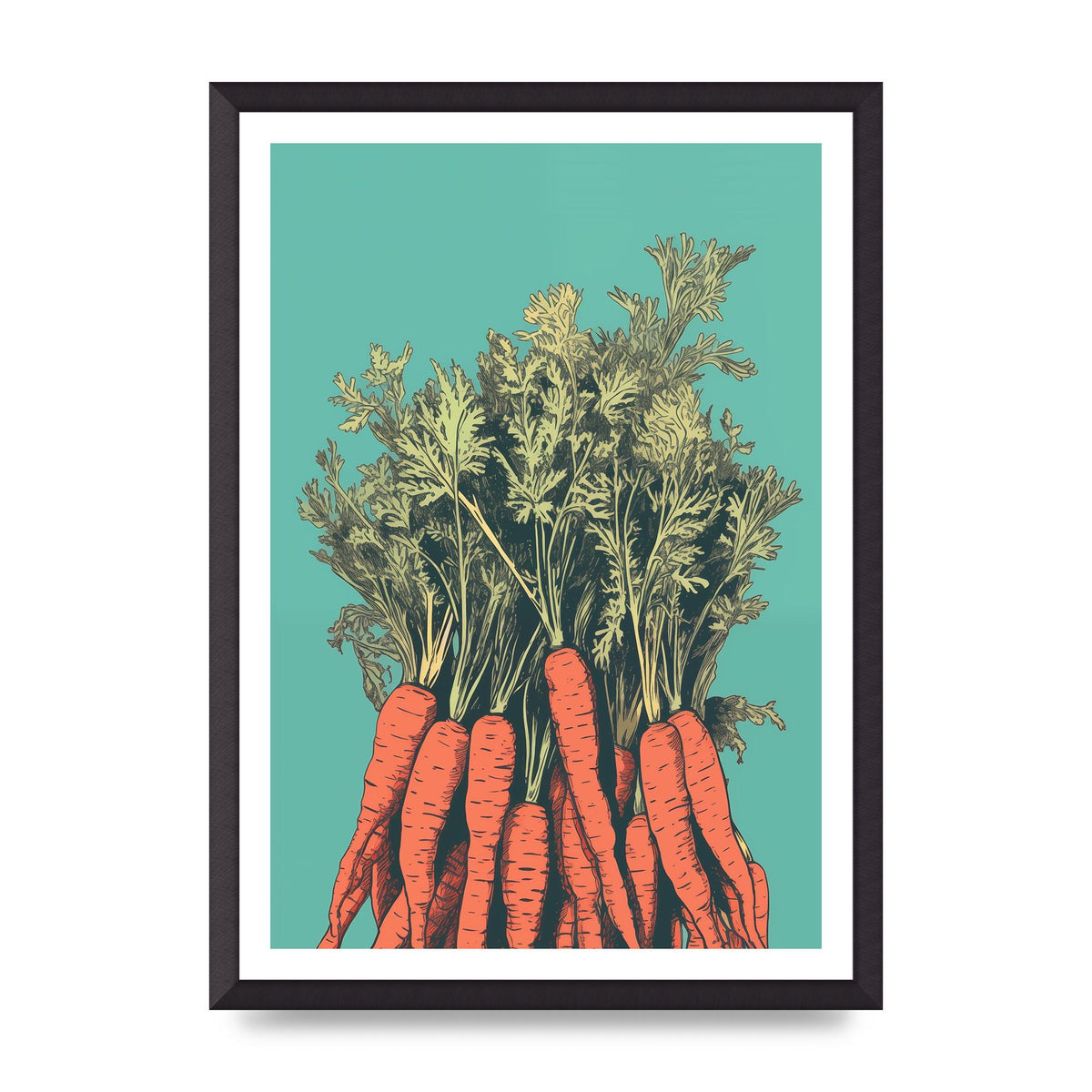 Carrot Silhouettes Minimalist Risograph