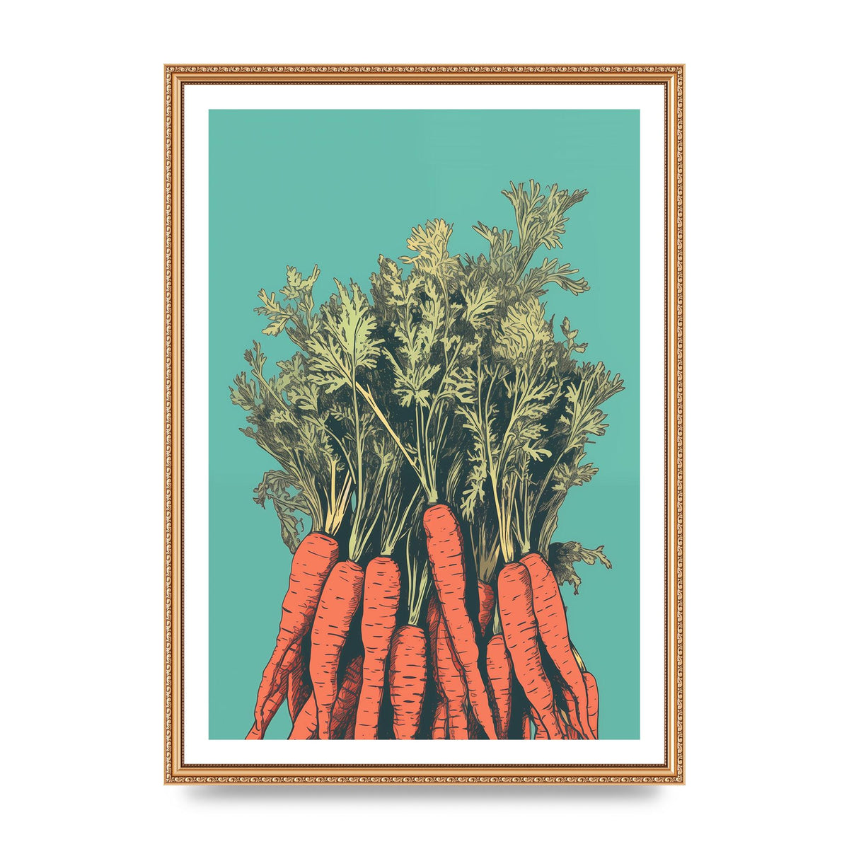 Carrot Silhouettes Minimalist Risograph