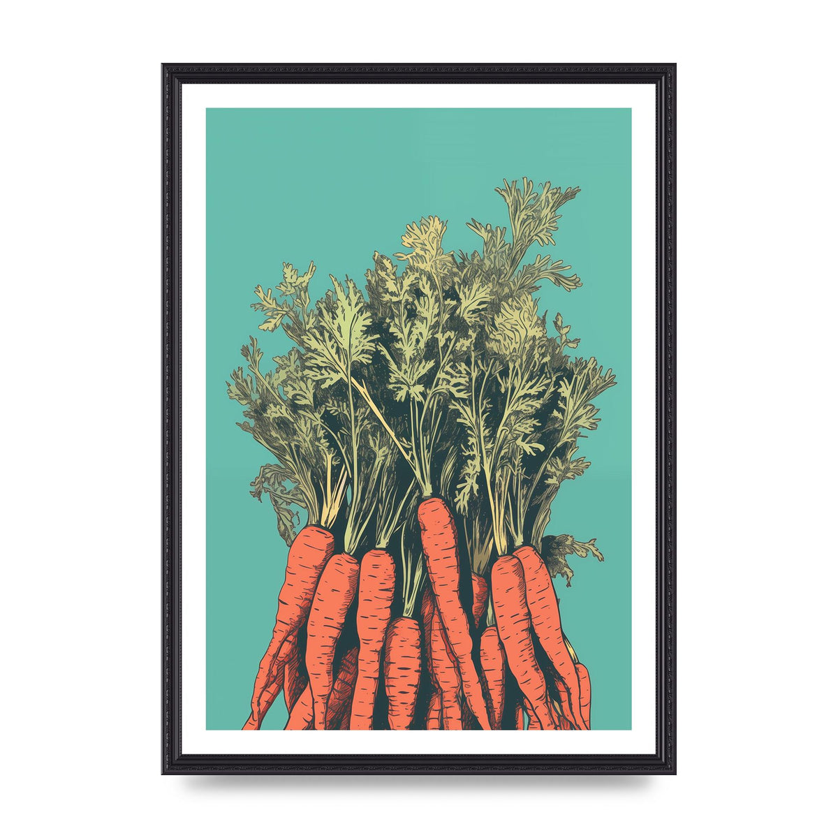 Carrot Silhouettes Minimalist Risograph