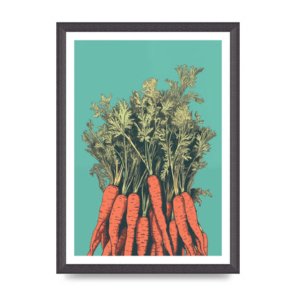 Carrot Silhouettes Minimalist Risograph