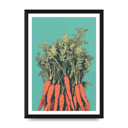 Carrot Silhouettes Minimalist Risograph
