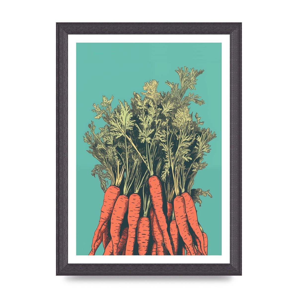 Carrot Silhouettes Minimalist Risograph