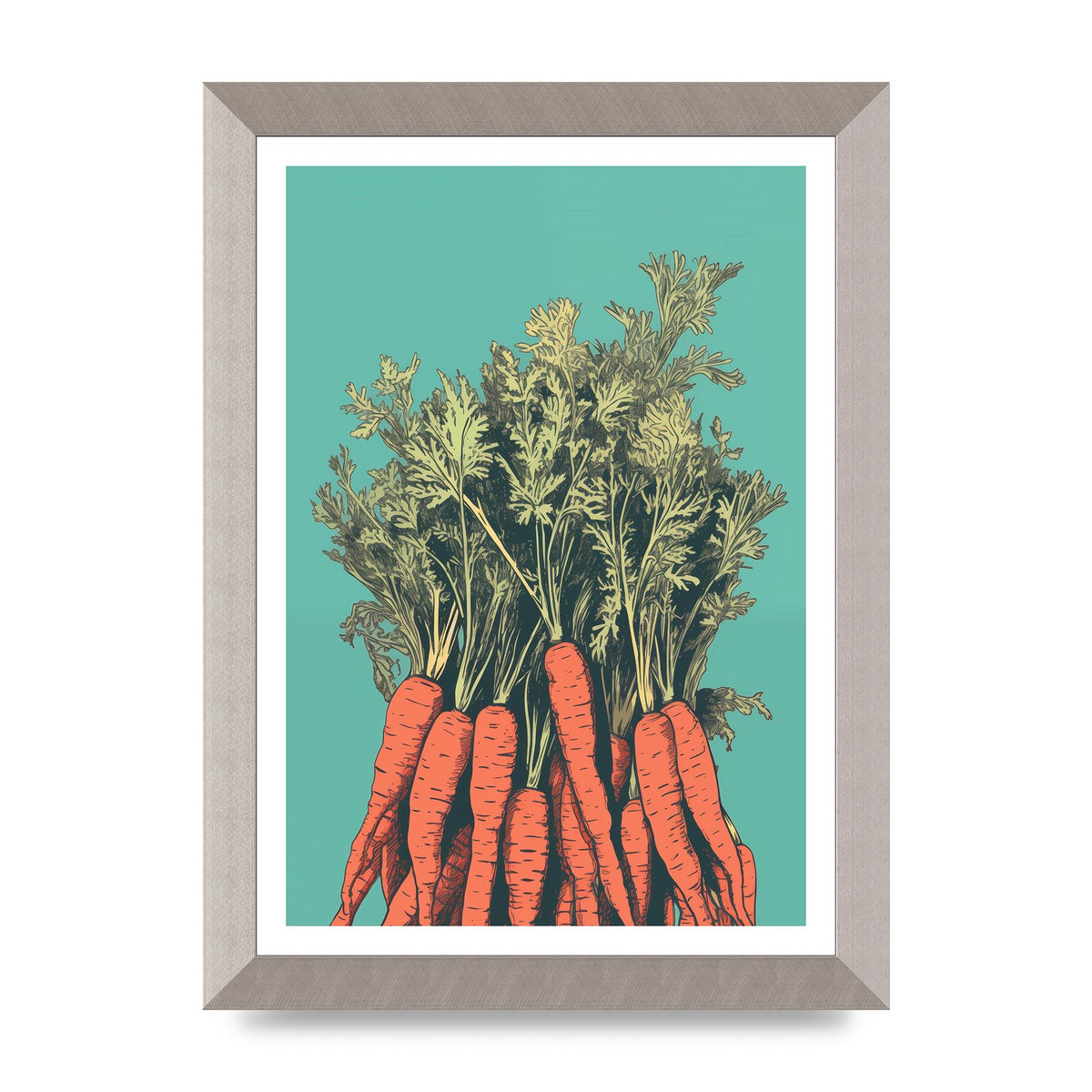 Carrot Silhouettes Minimalist Risograph