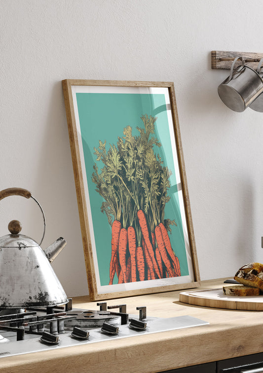 Carrot Silhouettes Minimalist Risograph