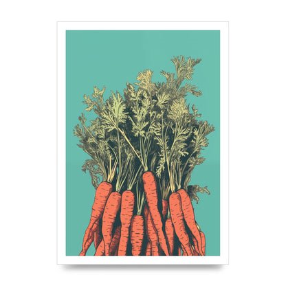 Carrot Silhouettes Minimalist Risograph