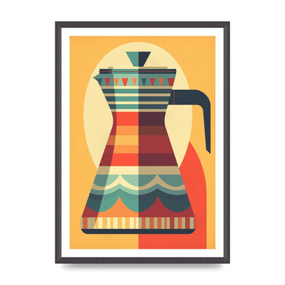 Vintage Moka Pot Design Risograph