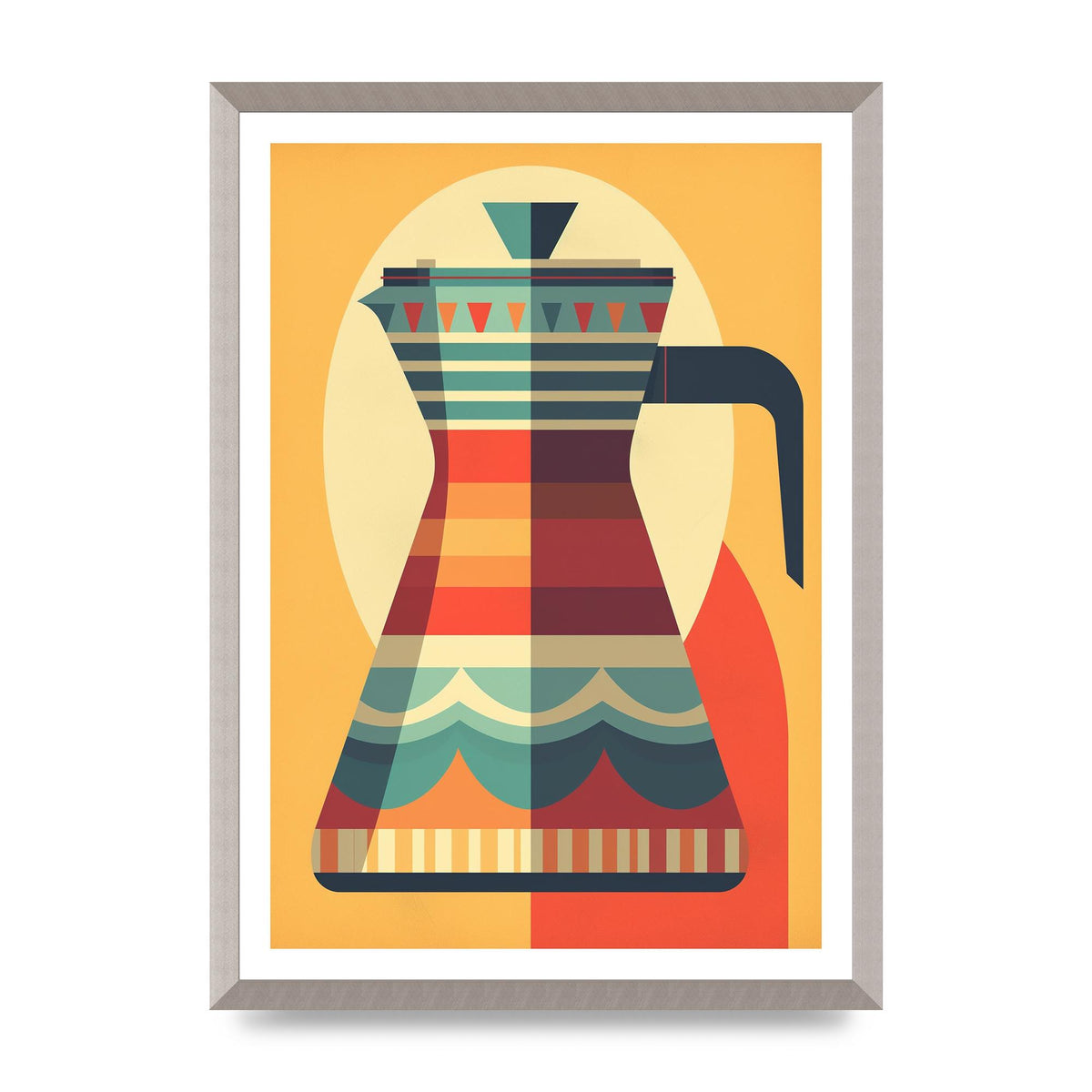 Vintage Moka Pot Design Risograph