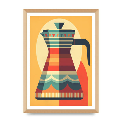 Vintage Moka Pot Design Risograph
