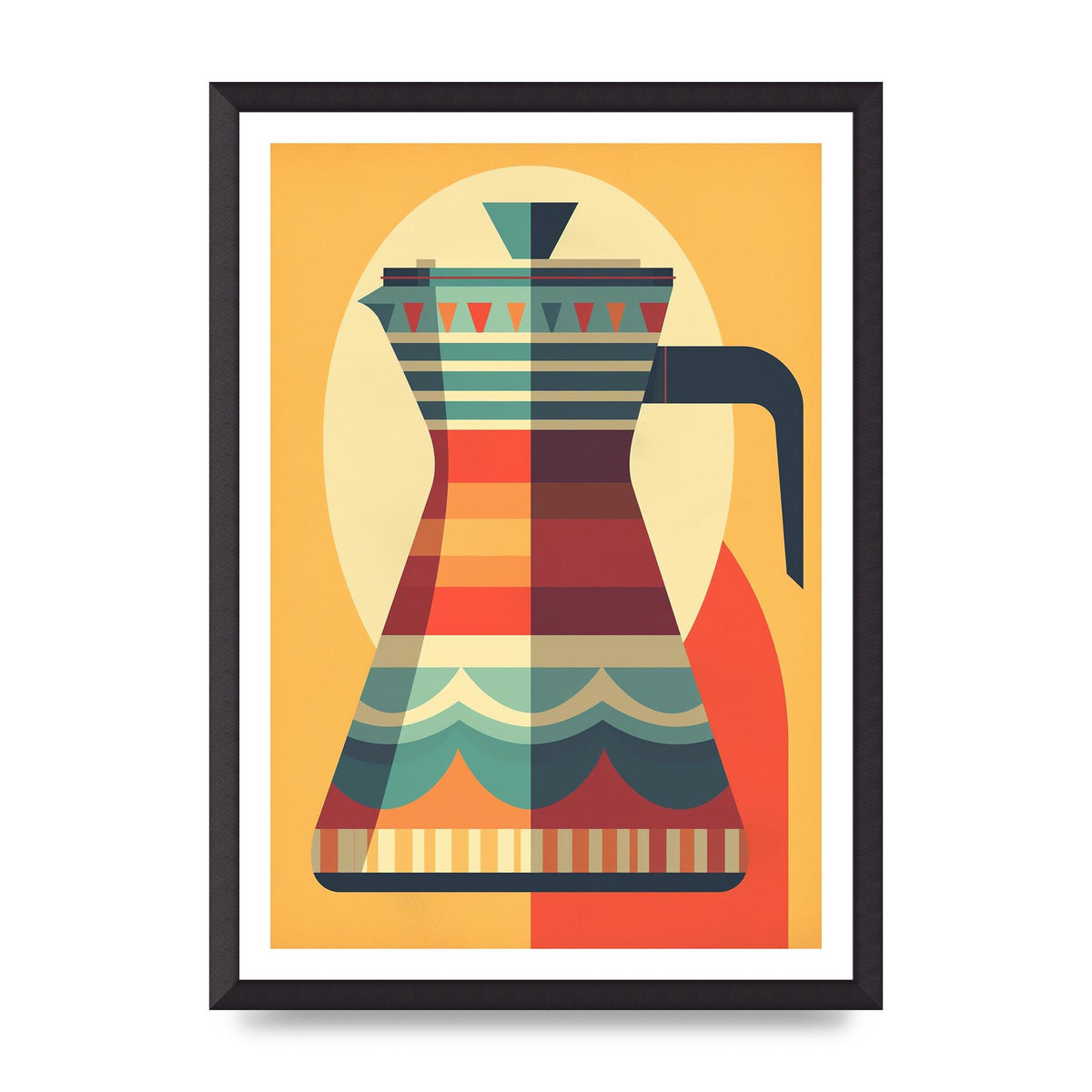 Vintage Moka Pot Design Risograph