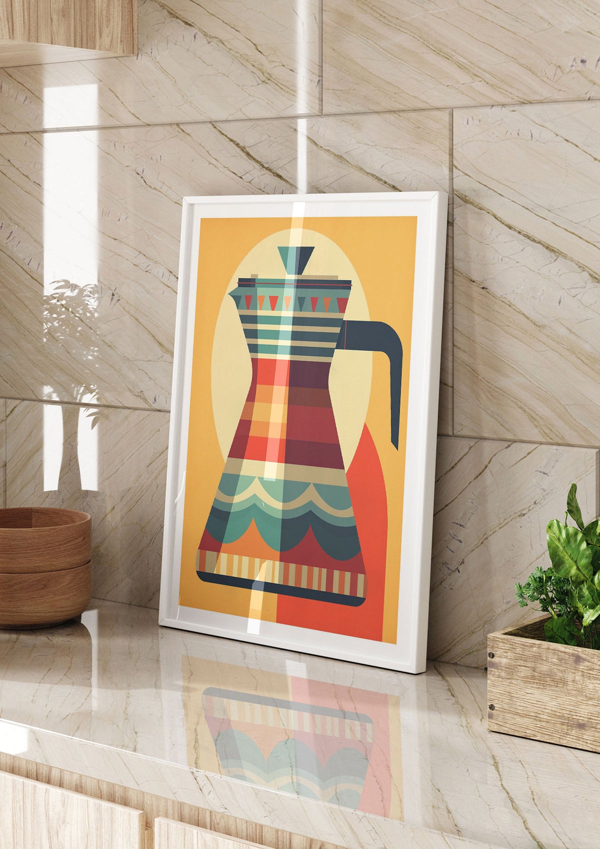 Vintage Moka Pot Design Risograph