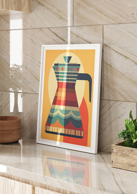 Vintage Moka Pot Design Risograph
