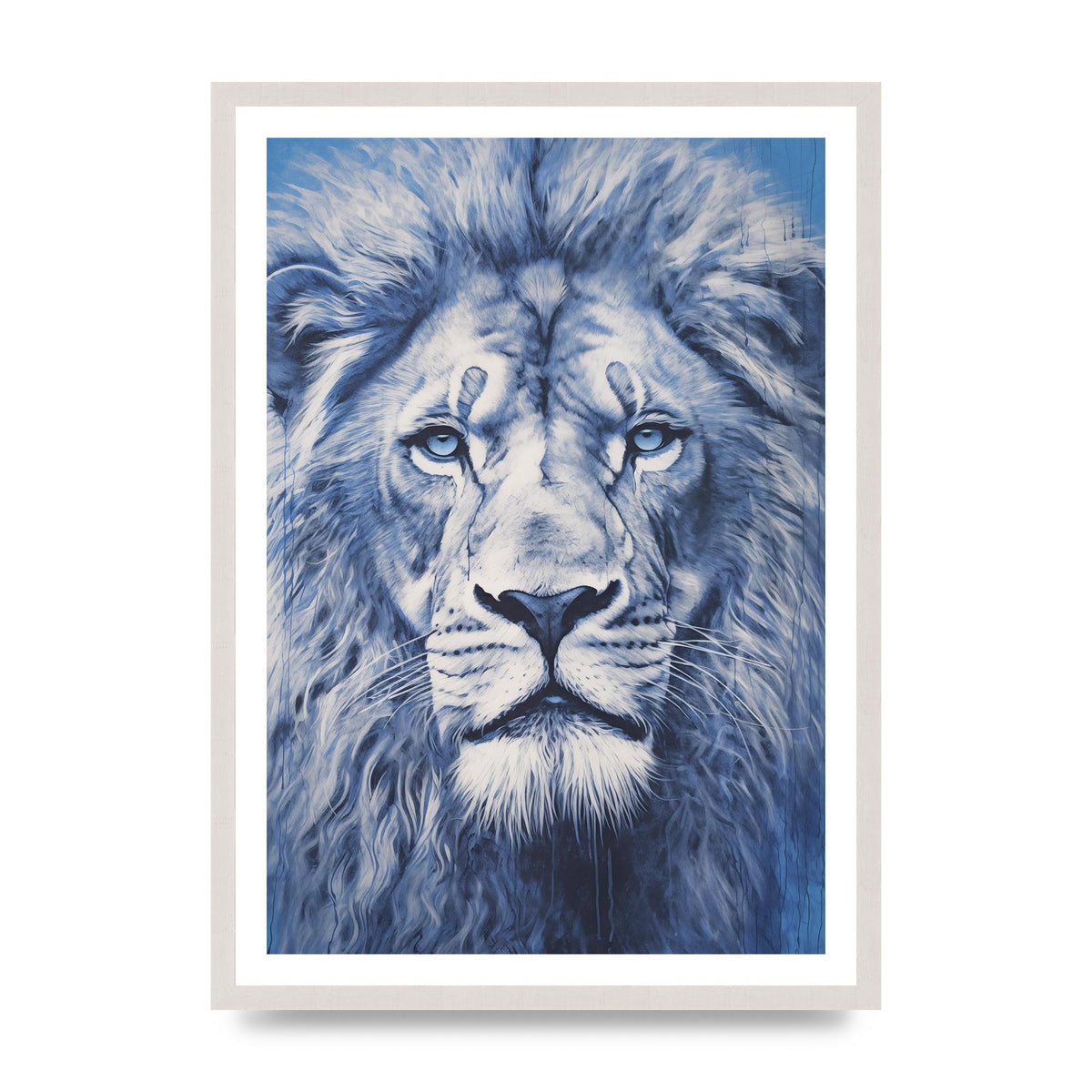 Regal Lion on Blue Background