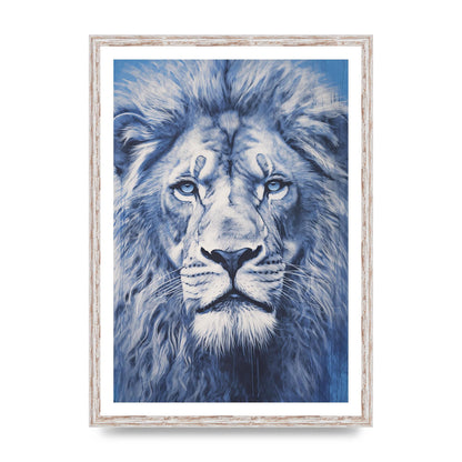 Regal Lion on Blue Background