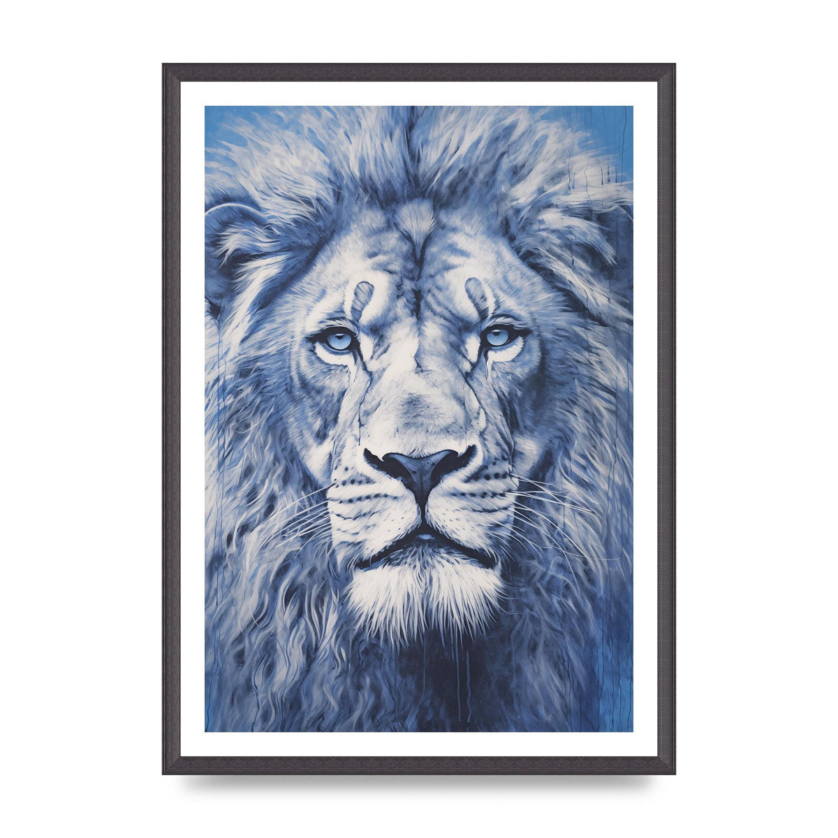 Regal Lion on Blue Background