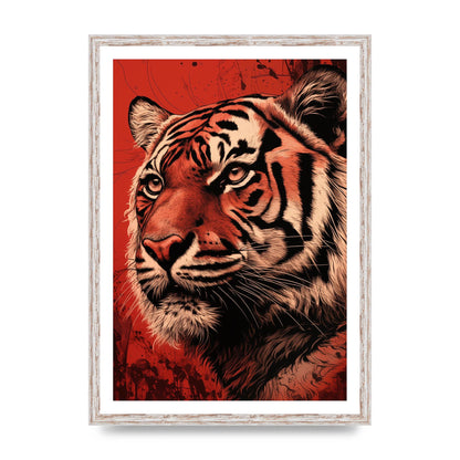 Tigers Intense Stare on Red