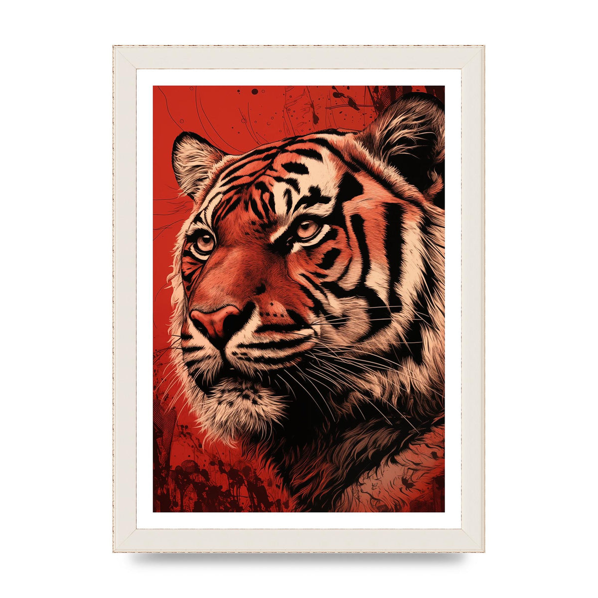 Tigers Intense Stare on Red