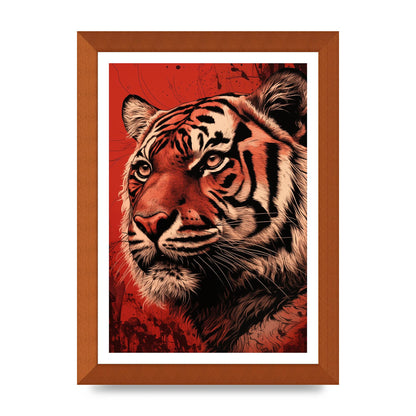 Tigers Intense Stare on Red