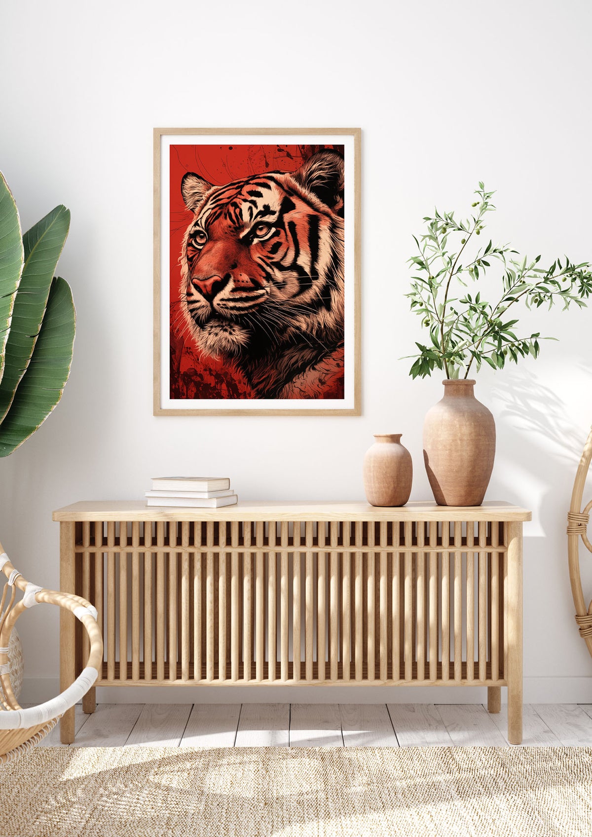 Tigers Intense Stare on Red