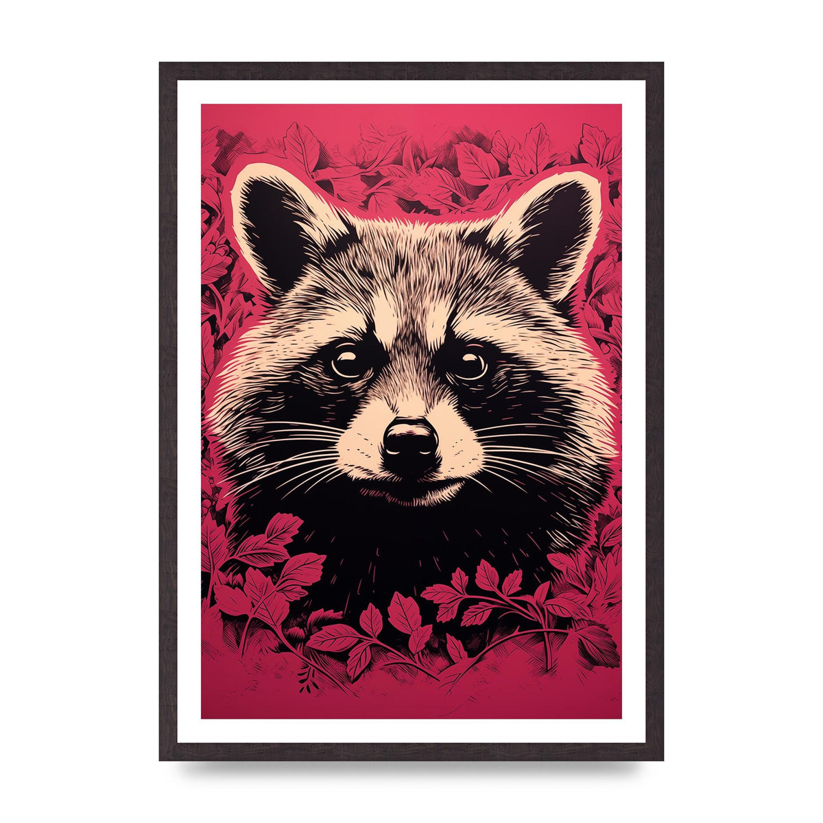 Raccoons Intense Eyes BW Art