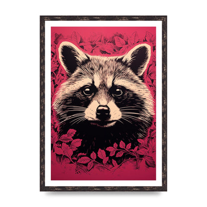 Raccoons Intense Eyes BW Art