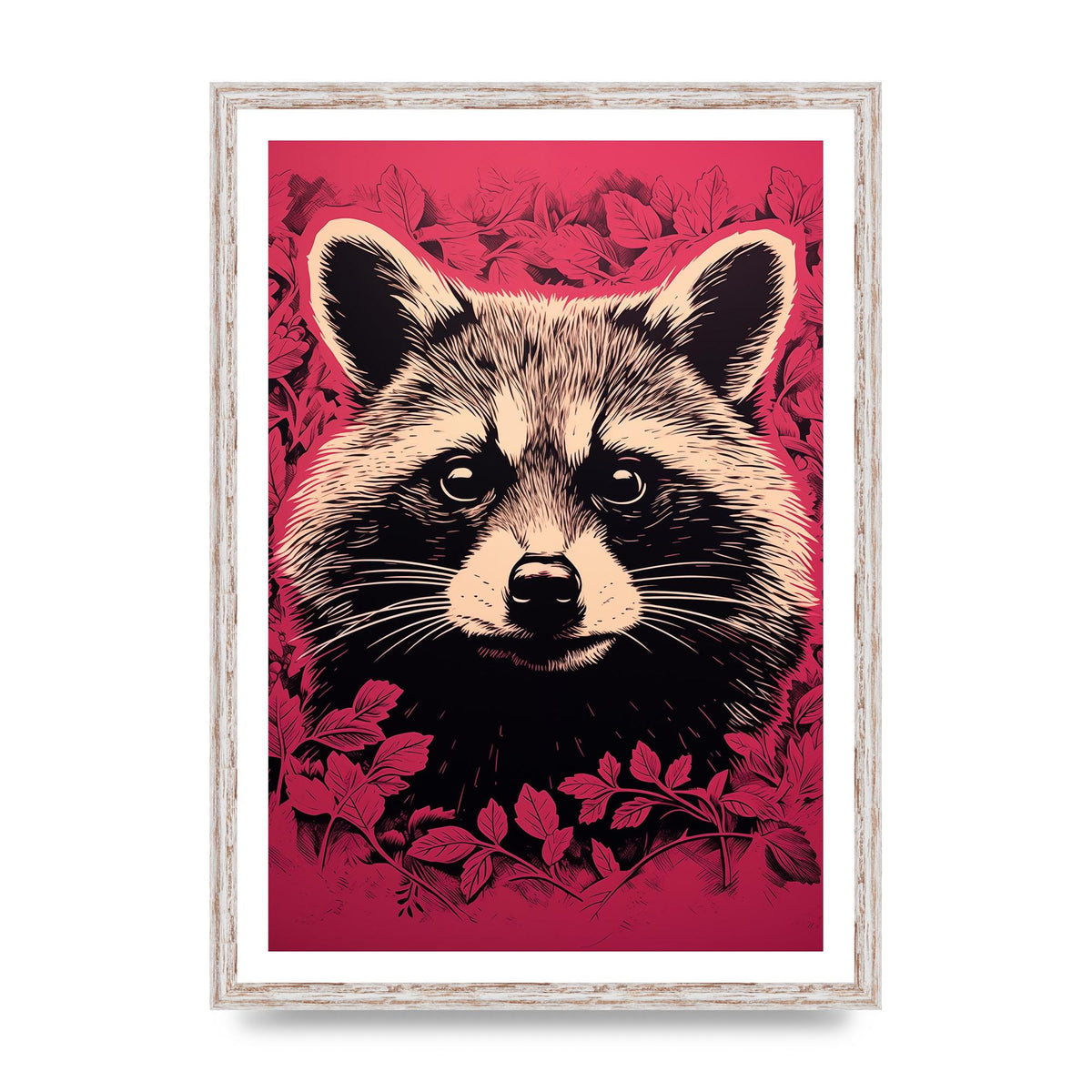 Raccoons Intense Eyes BW Art